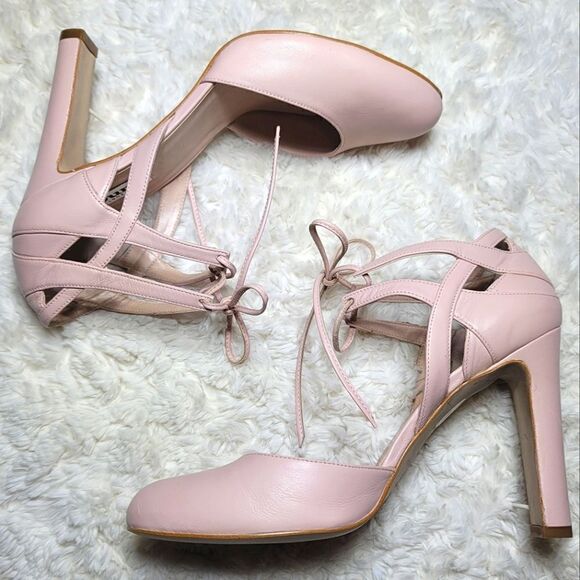 Dune London Cannes RARE Blush Pink Cut-out Lace-Up Heels - Picture 5 of 7